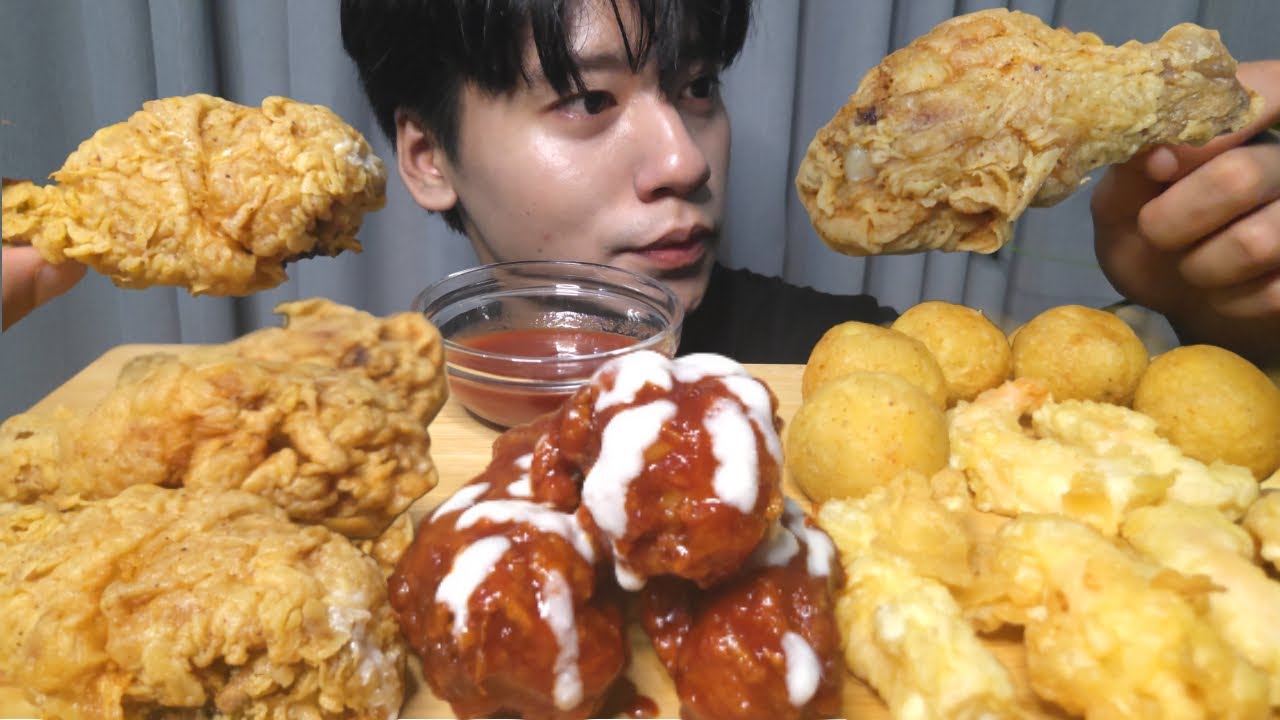 Crispy & Spicy Fried Chicken, Shrimp Tempura, Cheese Balls Mukbang ASMR