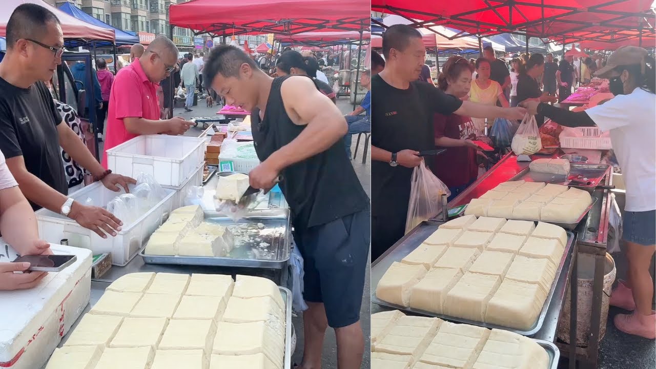 The stall sells tofu, freshly made and sold on July 26st
