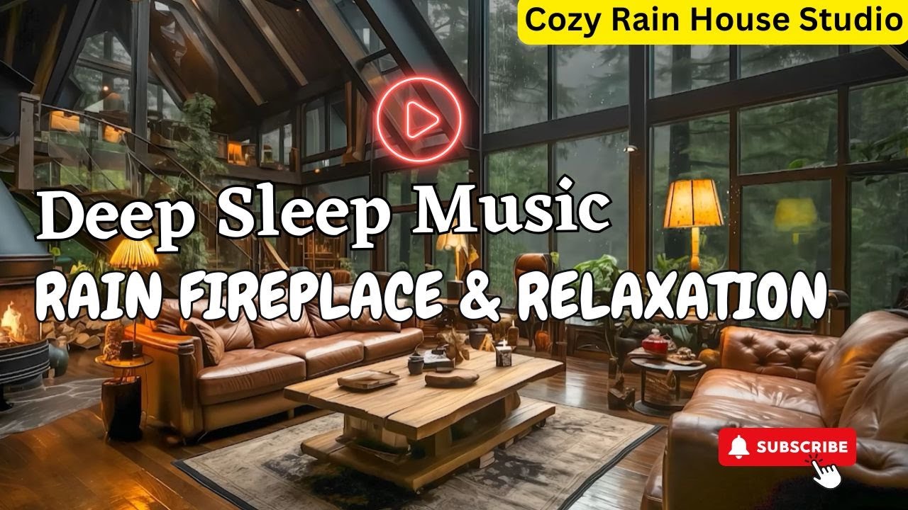 8 Hours Rain & Fireplace Relaxation Videos | Wooden Cabin and Night Ambience | Relaxing Music & Rain