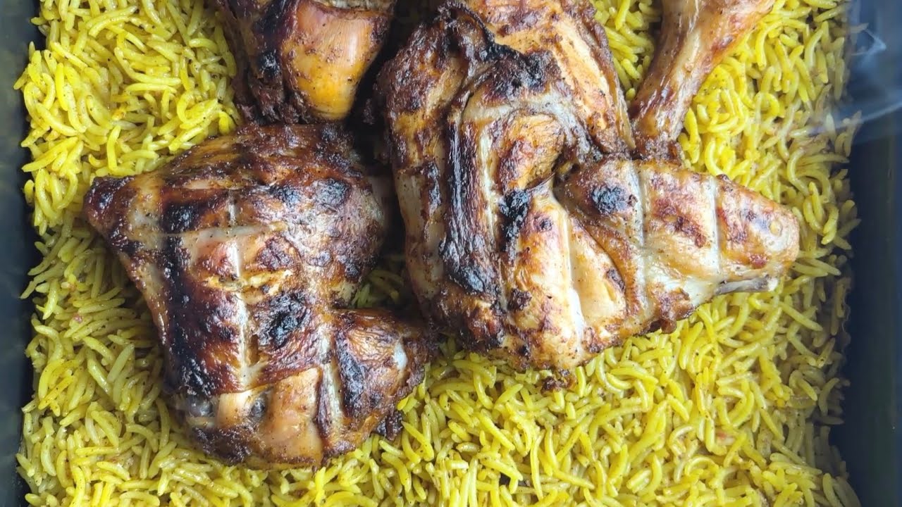  فراخ مشويه بطعم و ريحه الفحم مع احلى رز بسمتى رهيب كله ده بخطوه واحده بس و الطعم روعه😋
