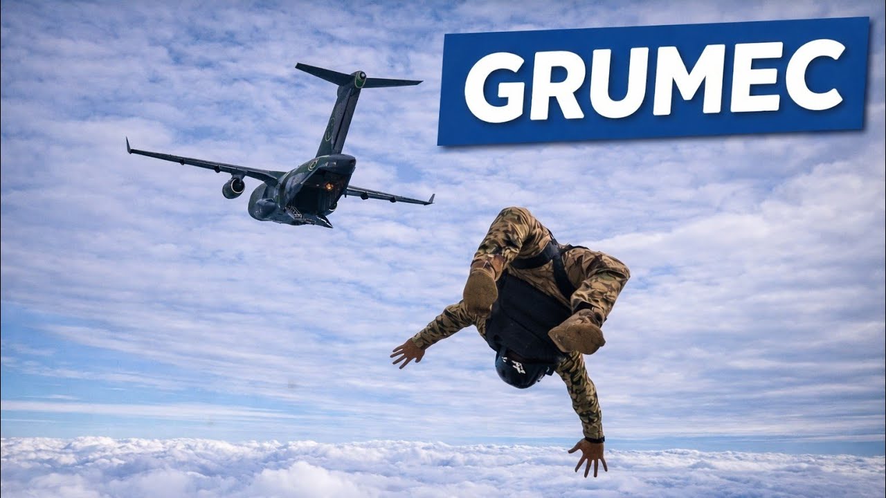 GRUMEC. Mergulhador de Combate da Marinha em Estágio de Salto Livre do Exército Brasileiro.