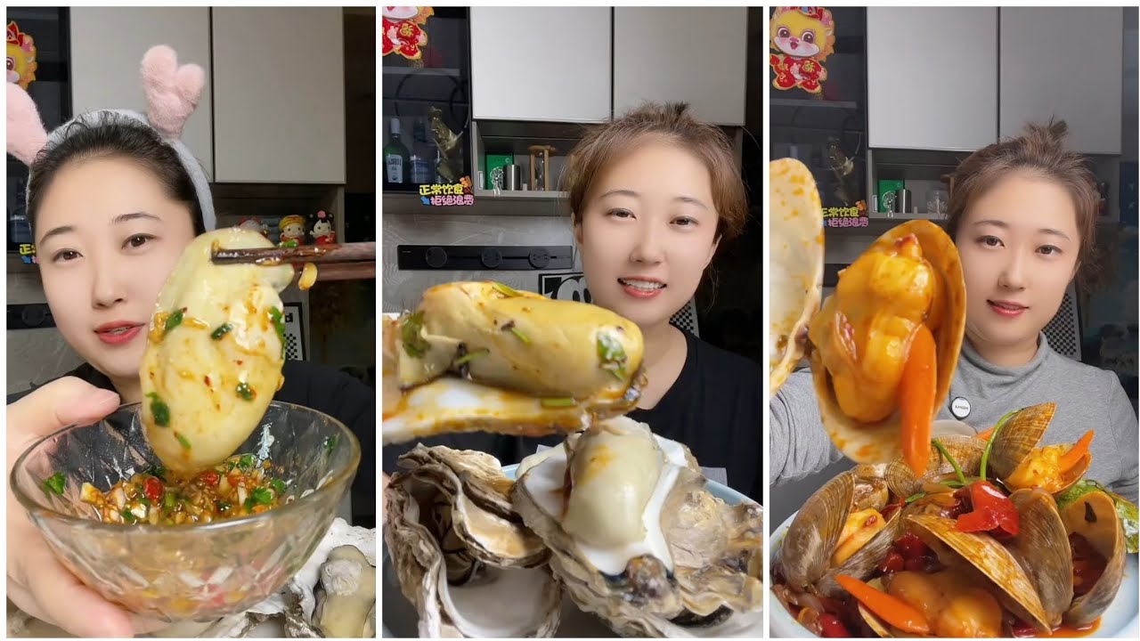 Seafood #34 challenge Eating Seafood, Shrim، Crap, Squid 😋😋{ Asmar} #oyster #salmon #shrim #lopster