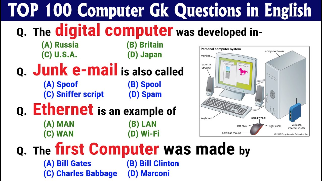 TOP 100 Computer GK Questions and Answers in English | Computer Science Quiz | Computers and IT MCQ