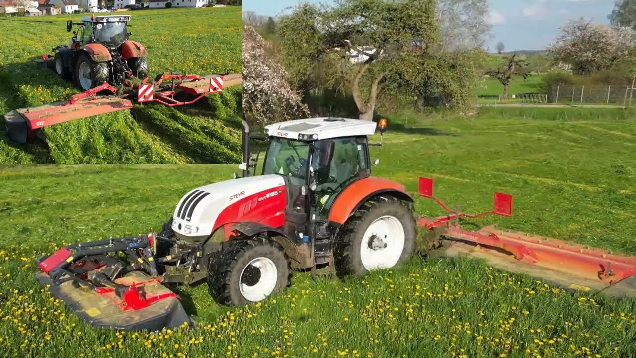 Gras Mähen (Steyr CVT 6185/SIP DISC 900/SIP DISC 300)