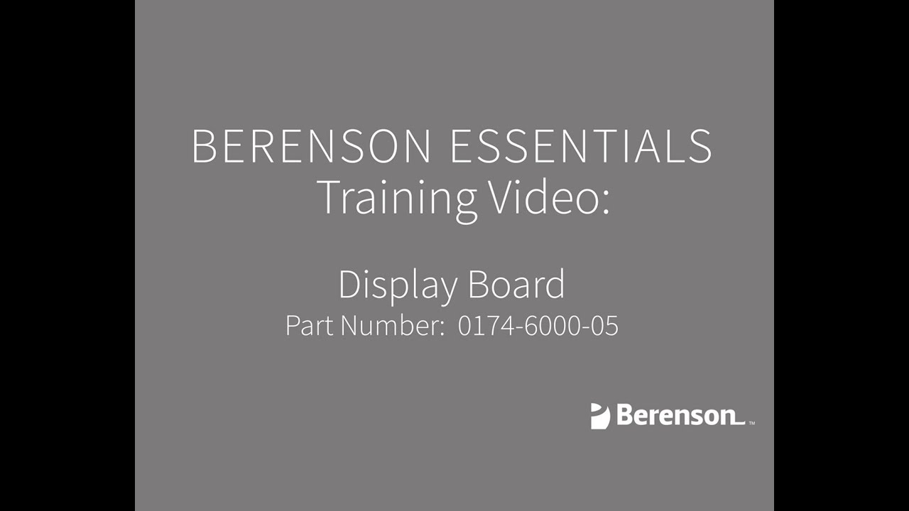 Berenson Essentials Display Board Training Video