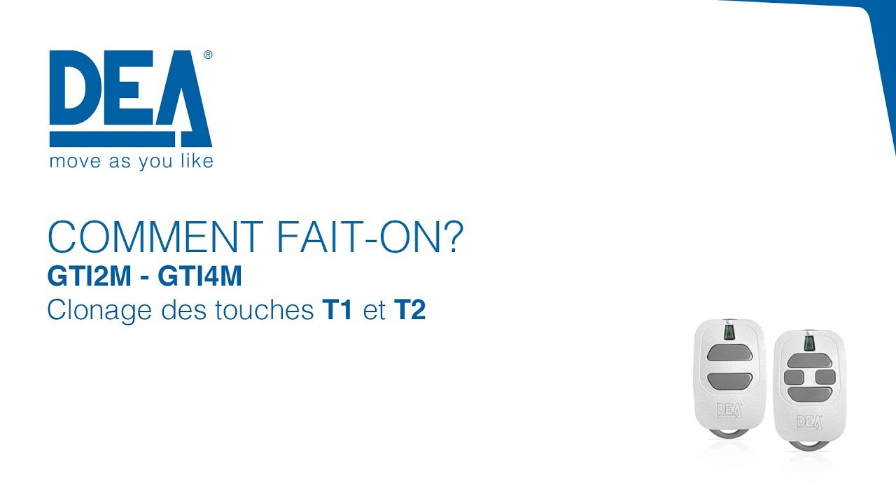 Comment cloner les touches 1 et 2 de l'émetteur GTI2M / GTI4M