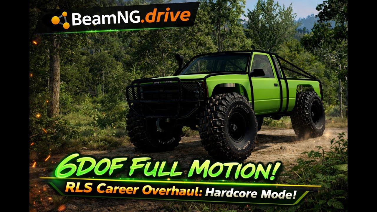 LIVE! 6DOF FULL Motion Sim - BeamNG.drive RLS Career Mod - Hardcore Mode Day 15 pt 2 - Horizontal
