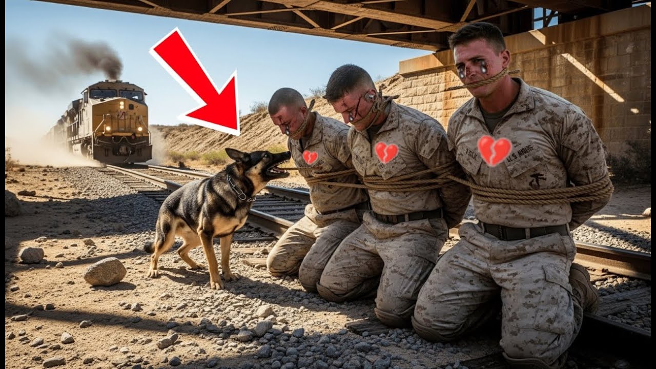 😱Un tren estaba a segundos de distancia, lo que hizo el pastor alemán para rescatar a 3 marines te..