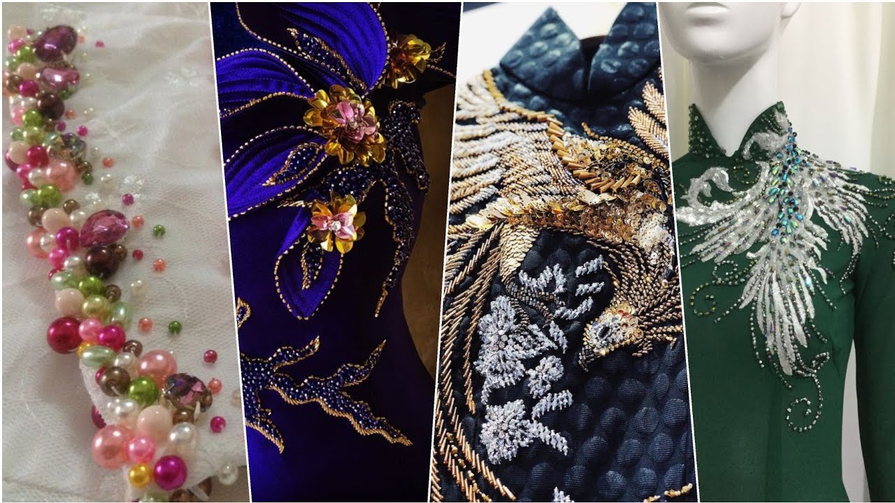 Các mẫu kết cườm áo dài|Beaded Embroidery pattern