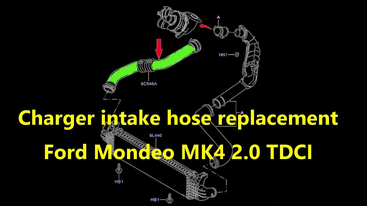 Ford Mondeo MK4 2.0TDCi 85KW 2009 Charger intake hose replacement / Výměna hadice plnícího tlaku
