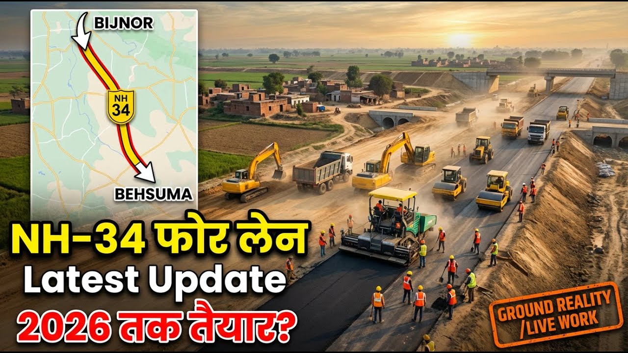Bijnor&ndash;Bahsuma 4 Lane Highway | NH 34 Latest Progress and Update | UP Highway Project