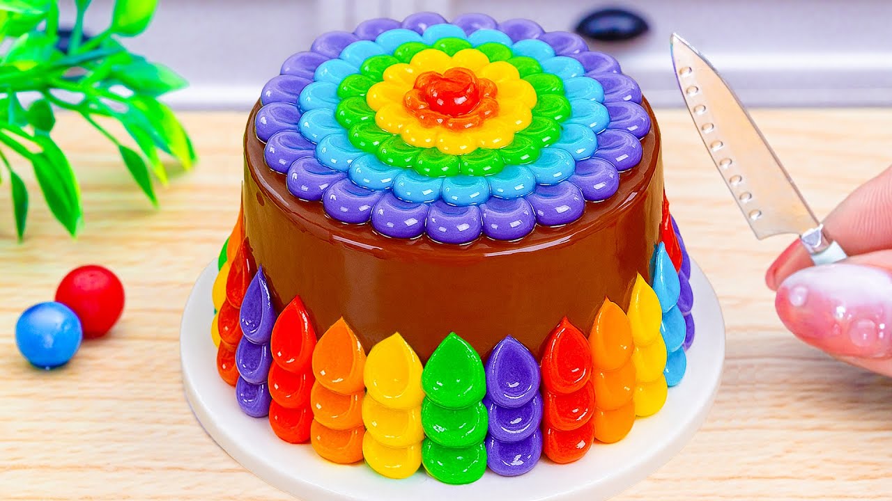 Mini Rainbow Cake Recipe – Yummy & Relaxing Colorful Chocolate Cake Decorating 🌈 | Dreamy Cake