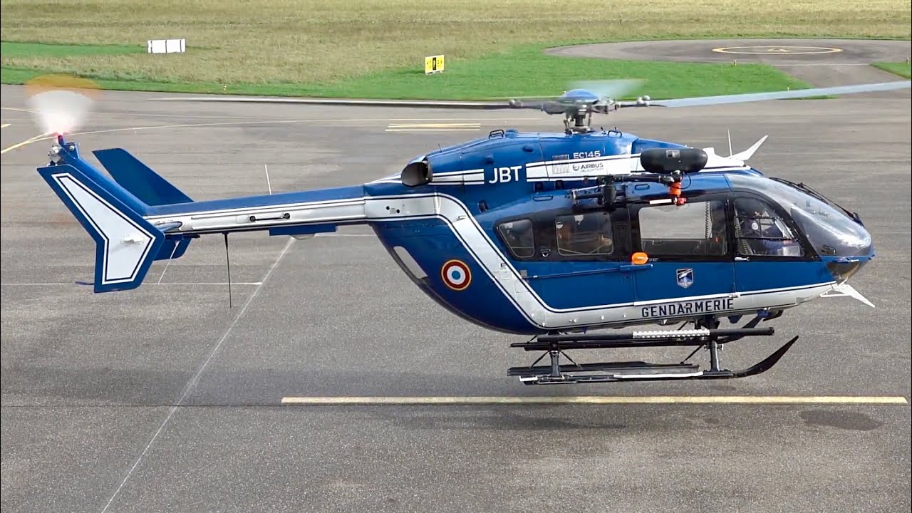 Eurocopter EC145 | Gendarmerie | Startup & Takeoff at Nancy Essey Airport #helicopter #aviation