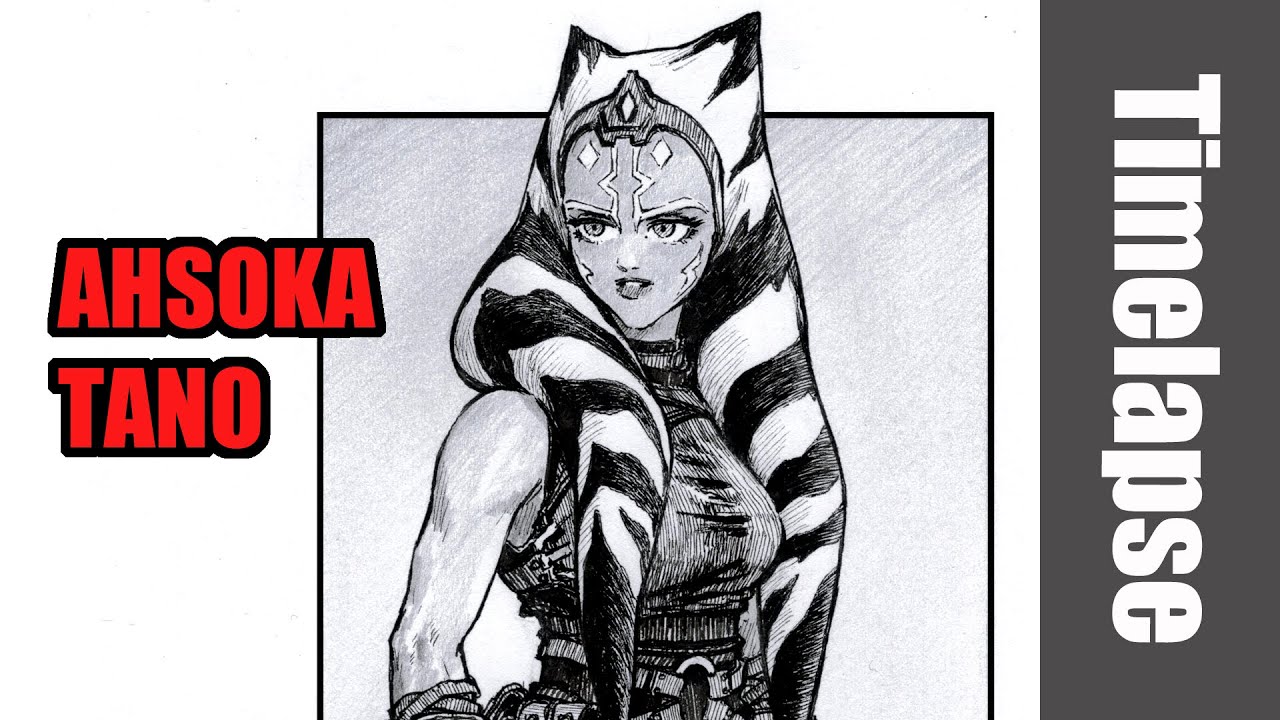 Drawing Ahsoka Tano ( from Star Wars ) - Timelapse | Red Hawk