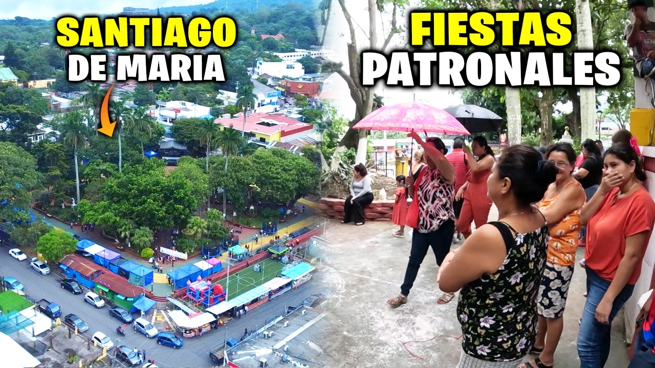 🚨SANTIAGO DE MARIA 🥳Inicio de FIESTAS PATRONALES con LLUVIAS⚡🌧🌩