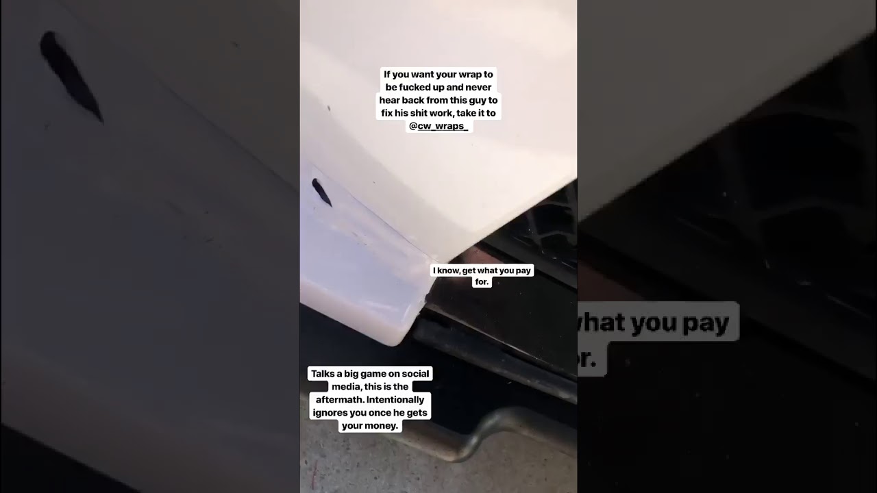 WORST CAR WRAP EVER!  @ Cw_Wraps_SD aka Ren&rsquo;e Florez ! He&rsquo;s done this to multiple in SoCal 🤡🥴
