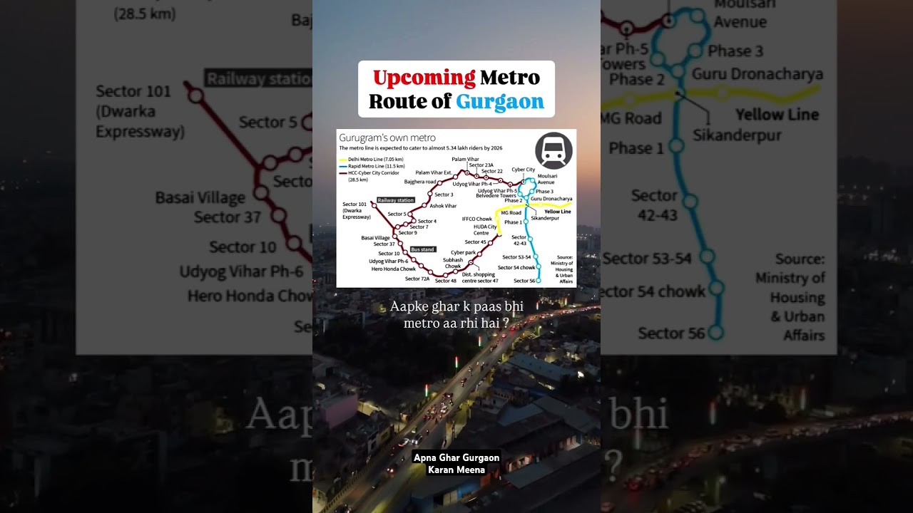 gurgaon Metro Route || Upcoming Metro 🚇 || 