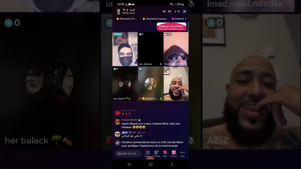 Ramadan Live tiktok chouha ra3d thunder moul ndader ki3aytou 3la nwamer l9**b 07/04/2023