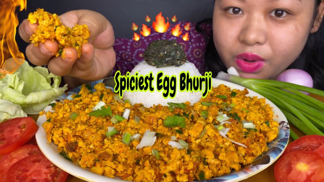 MOUTHWATERING HUGE SPICY EGG BHURJI, SPICY CHUTNEY & SALAD MUKBANG | ASMR | BIG BITES | EATING SHOW