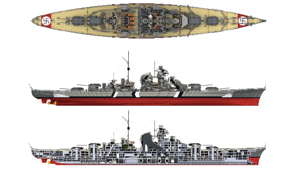 【#Minecraft軍事部】2:1戦艦ビスマルク Battleship Bismarck in Minecraft (with interior)