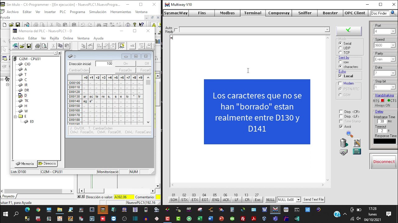 Prueba comunicaciones serie entre CJ2M y Multiway