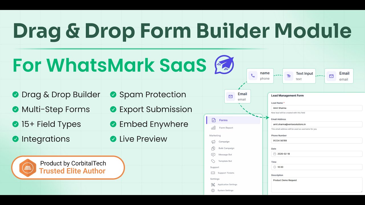 Form Builder for WhatsMark SaaS | Create, Configure & Embed Forms