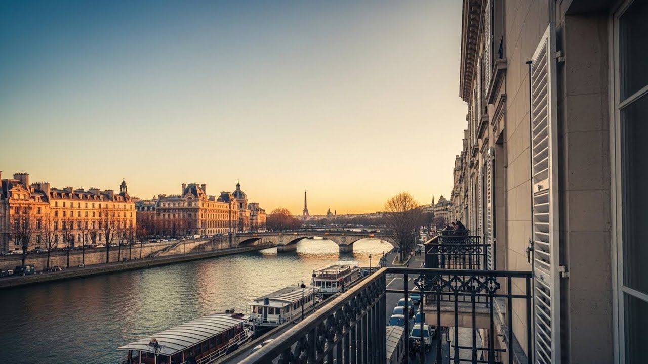 Balcony Jazz | Quiet Morning Over the Paris River with Smooth Jazz