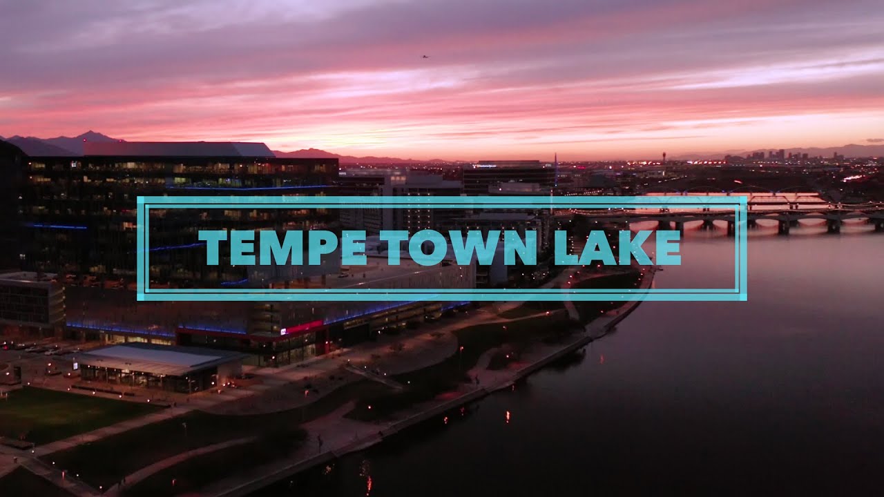 Tempe Town Lake, Arizona Mill Avenue in Ultra HD 4K Drone Footage