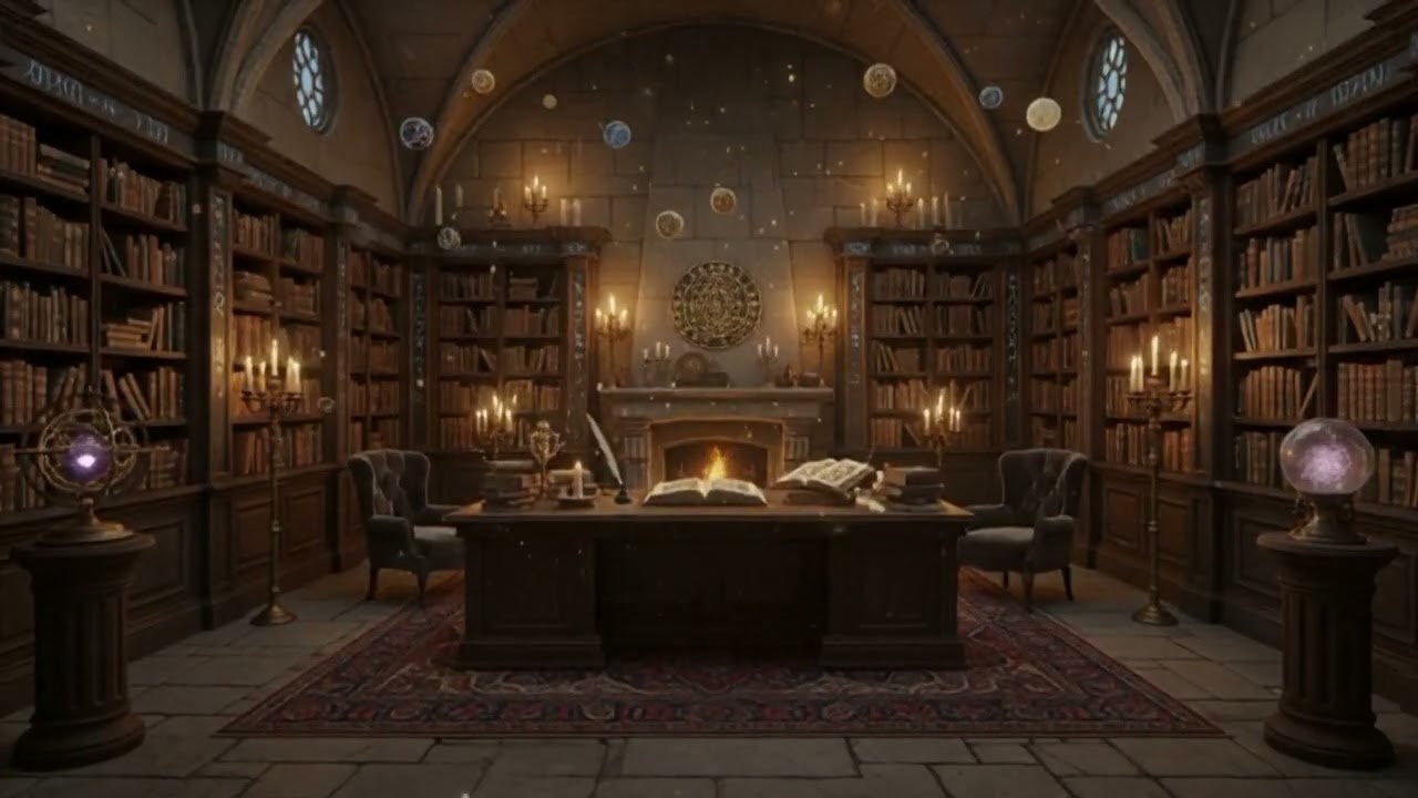 📚🕯️ WIZARD’S LIBRARY AT NIGHT — 12 HOURS