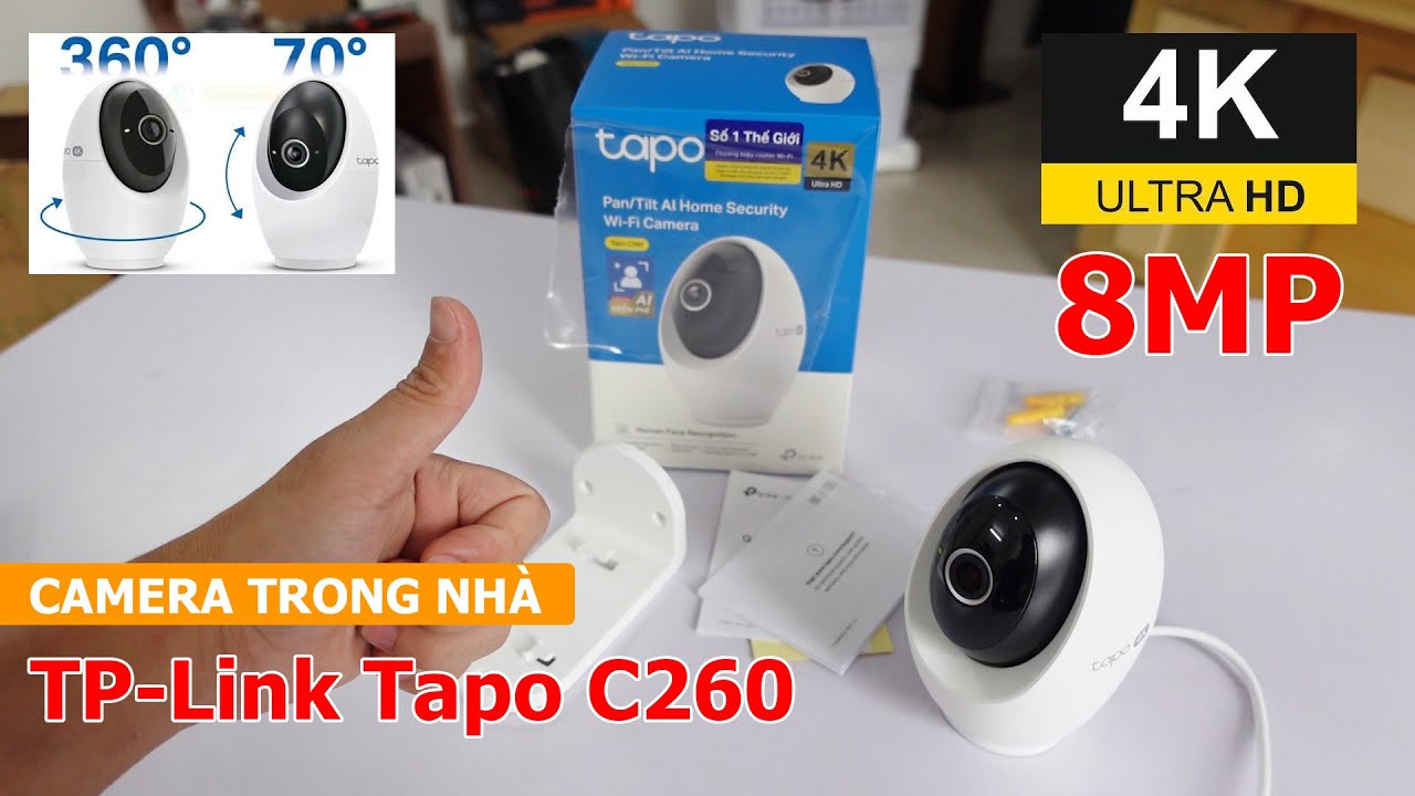 Camera Trong Nhà TAPO C260 8MP | Camera Quay Quét AI 4K Cực Nét