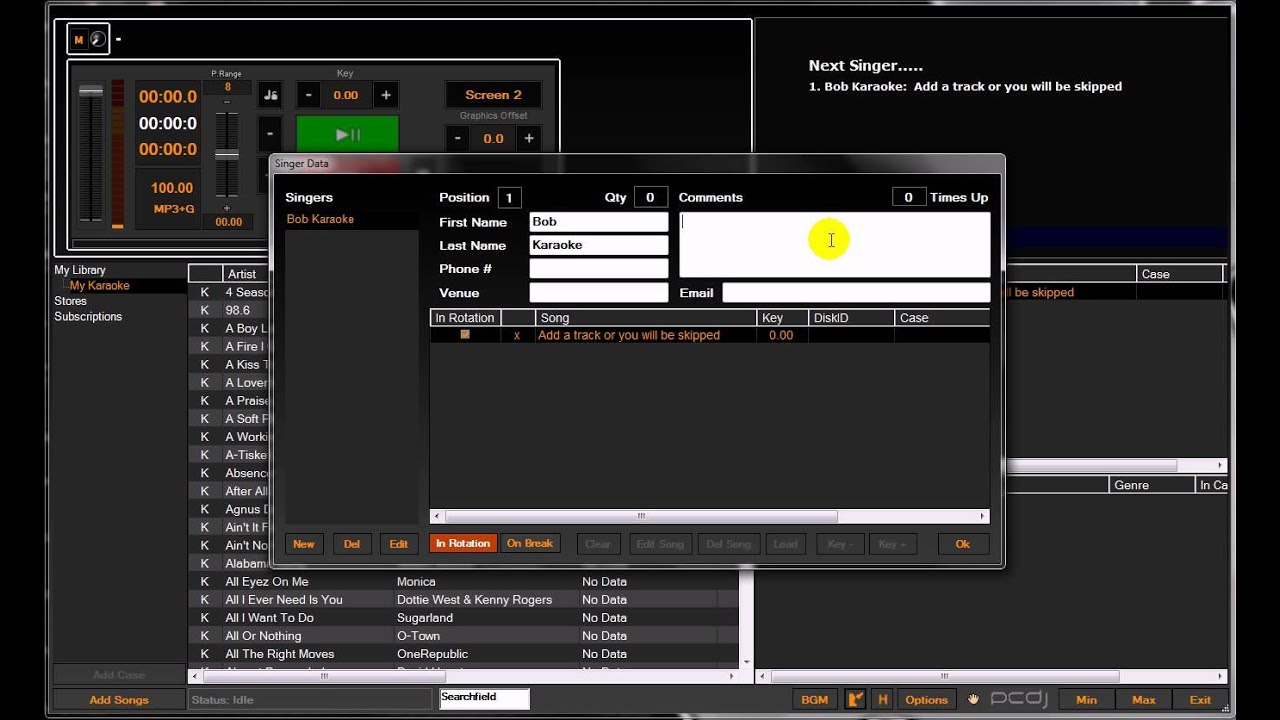 Karaoke Software Tips: Entering In Singers Into PCDJ Karaoki