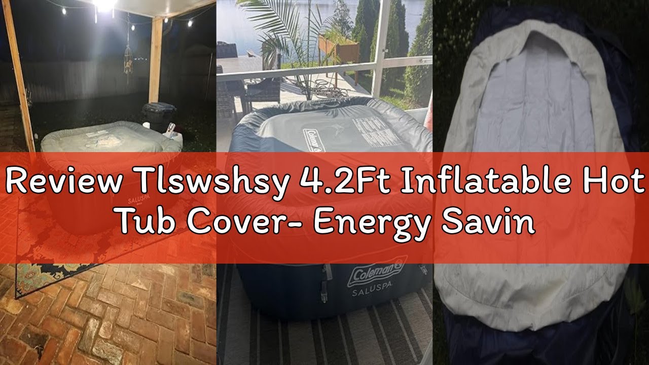 Review Tlswshsy 4.2Ft Inflatable Hot Tub Cover- Energy Saving Lid for Square Hot Tub- Foldable Prote
