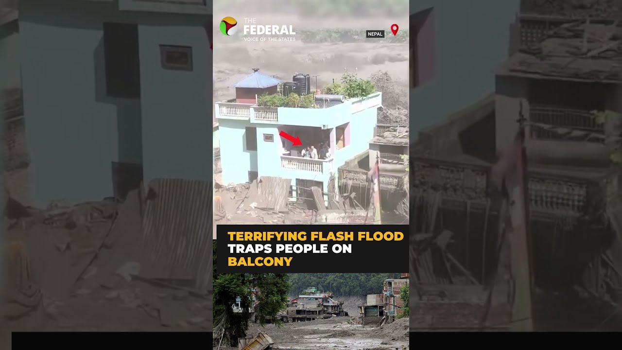 Nepal floods: Terrifying Nepal-Tibet border flash flood traps people indoors | #shorts