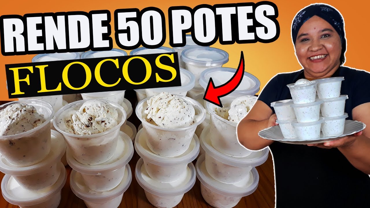 Sorvete Caseiro de Flocos RENDE 50 POTES Com 1 Litro de Leite ! ( Faça e Venda Muito ) !