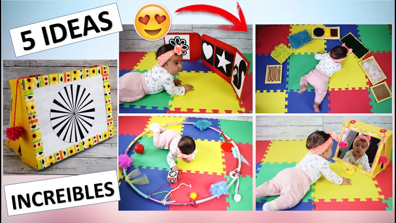 5 IDEAS DE ESTIMULACIÓN para  BEBES de 0 a 6 meses🧩Juegos Sensoriales👦 DIY