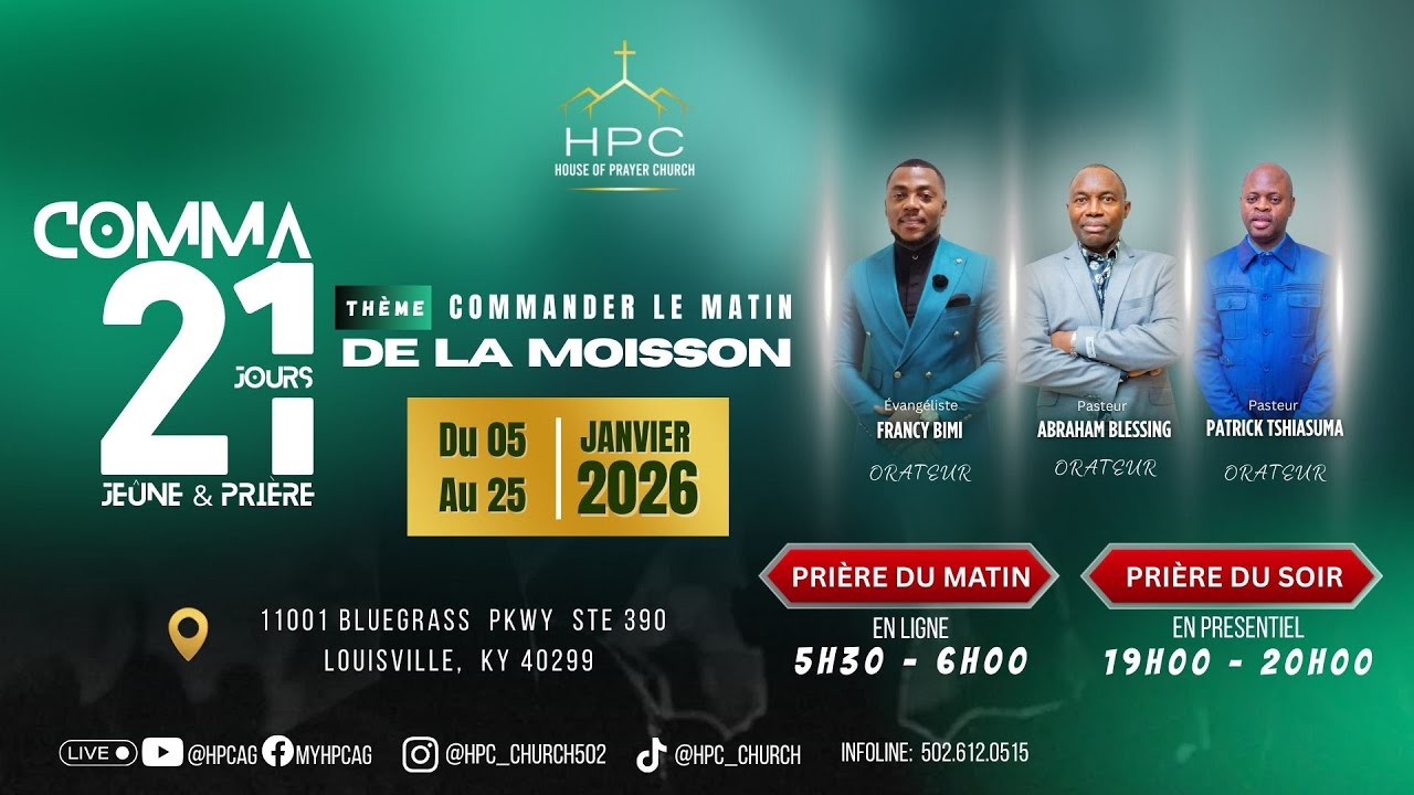 JOUR 19/21: SOIR | COMMANDER LE MATIN - 21 JOURS DE JEÛNES ET PRIÈRES POUR POSSÉDER 2026.