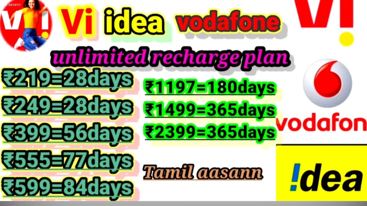 vi Vodafone Idea unlimited recharge plan today offer in2021 Tamil aasann