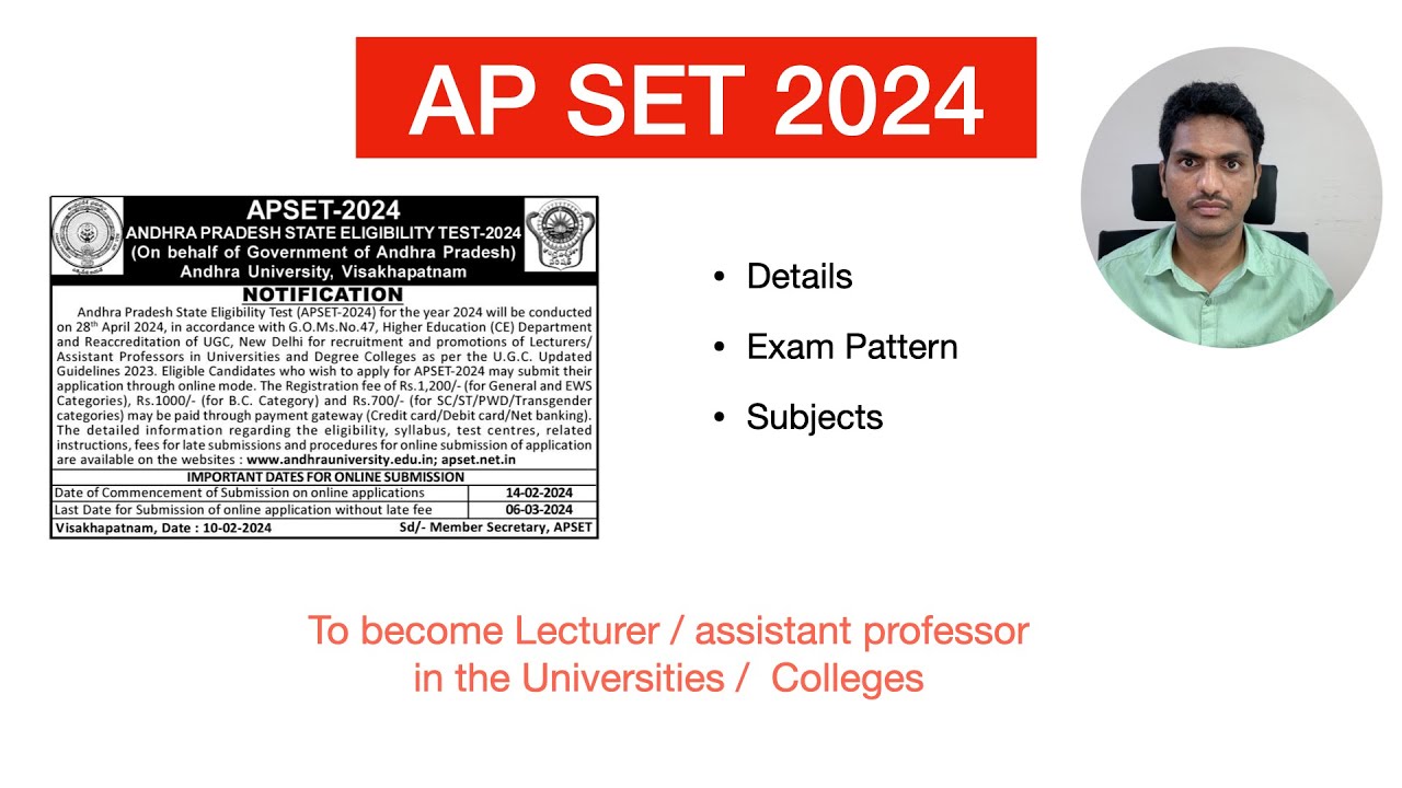 AP SET 2024 | Notification details | Exam Pattern | Eligibility | State Eligibility Test |