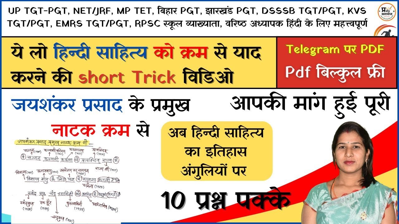 Trick💥जयशंकर प्रसाद के प्रमुख नाटक क्रम से 💥 जिंदगी भर नहीं भूलोगे  #HINDISAHITYATRICK #SHORTNOTES