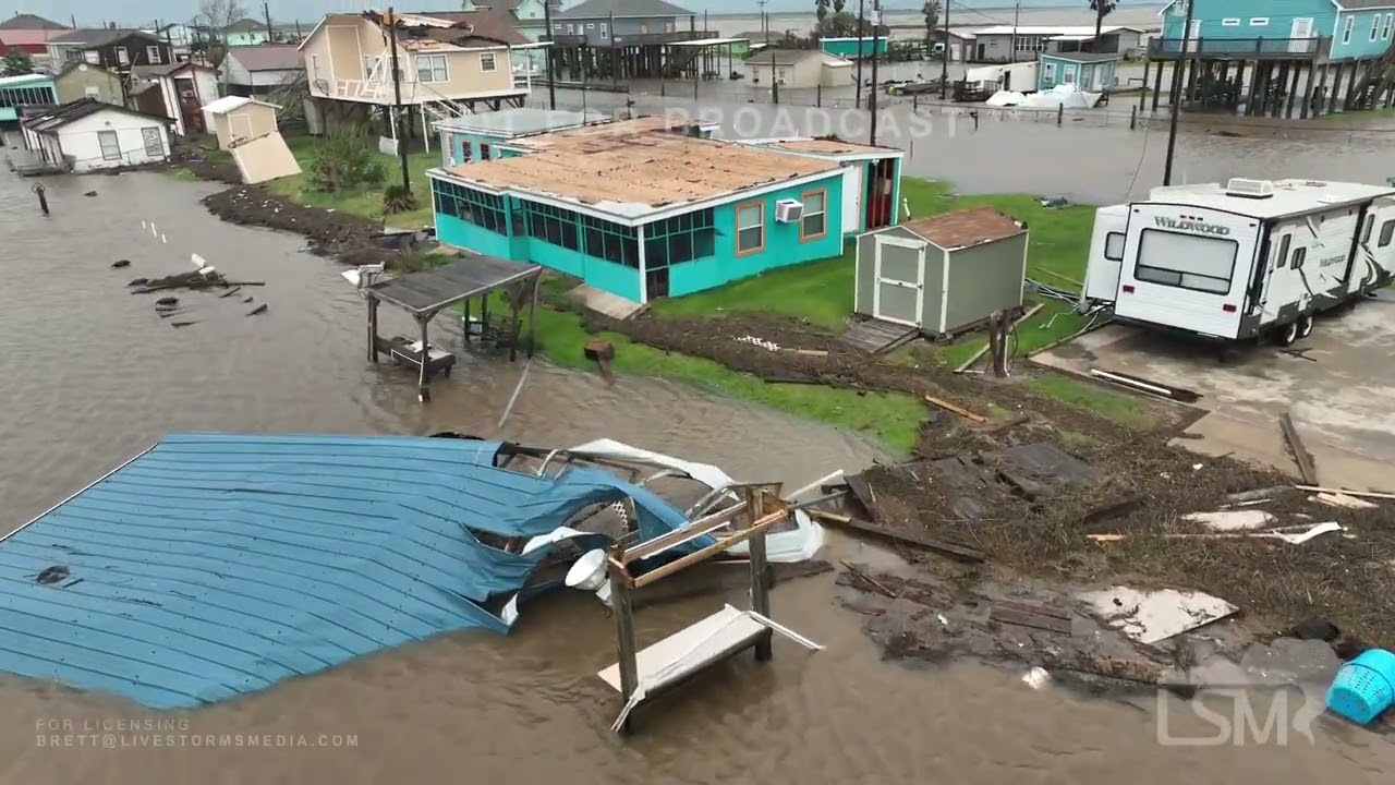 07-08-2024 Sargent Beach, TX - Wind and Storm Surge Damage via Drone