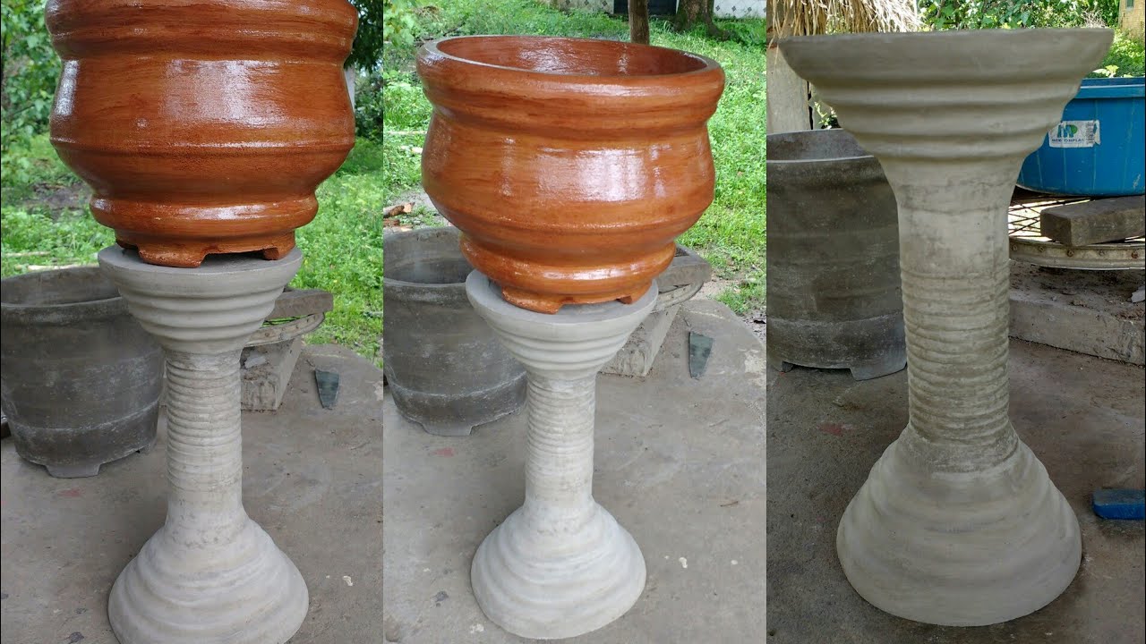 Como fazer coluna para vaso de cimento. Como fazer pilar para vaso. How to make Cement pot at home.