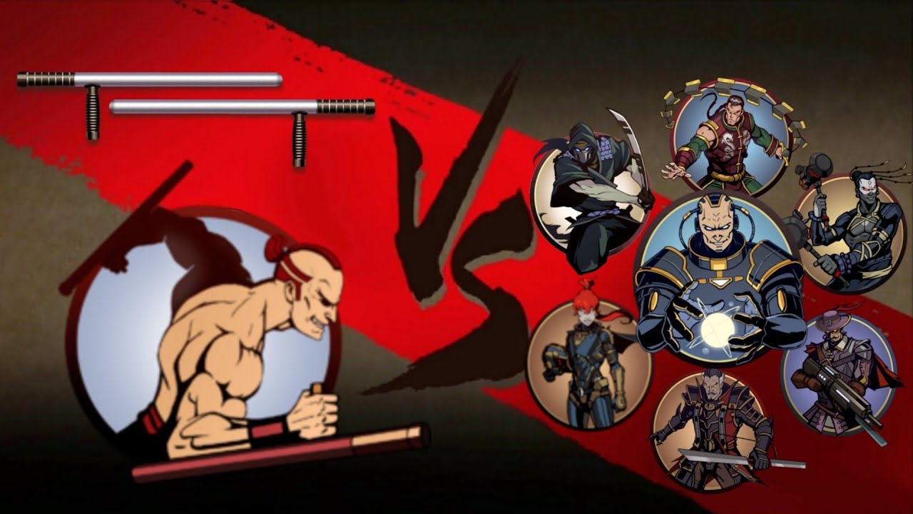 Shadow Fight 2 Weapon Tonfas kontra Tytani i Ochroniarze
