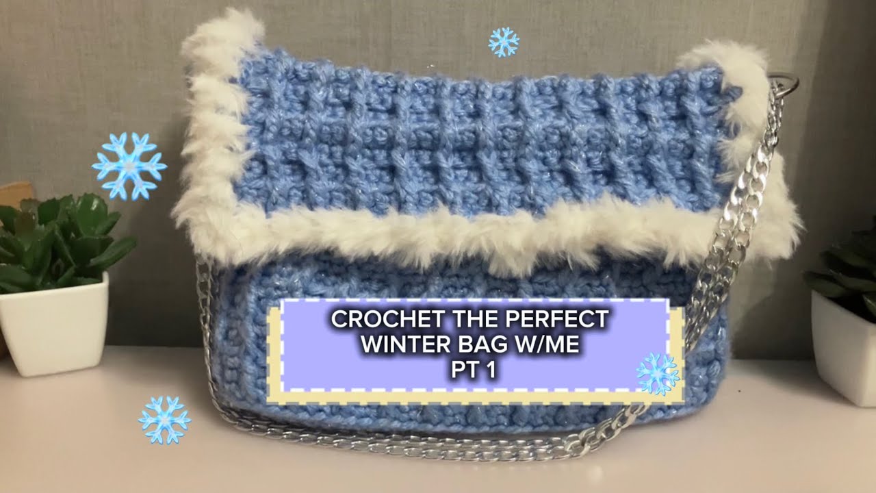 ❄️ Glittering easy crochet bag with fur details - perfect winter bag ❄️ - pt 1 (beginner friendly)