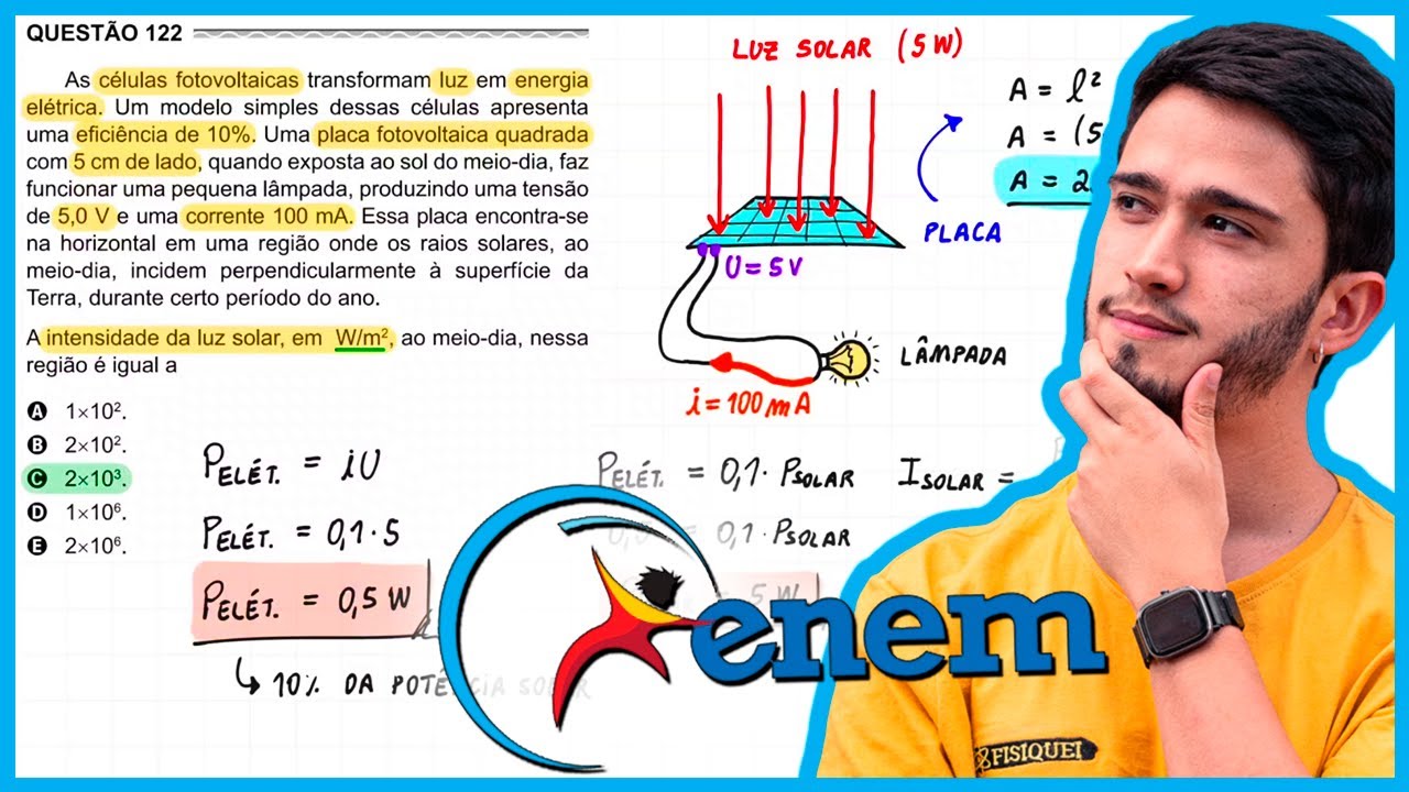 ENEM 2017 Libras - As células fotovoltaicas transformam luz em energia elétrica. Um modelo simples d