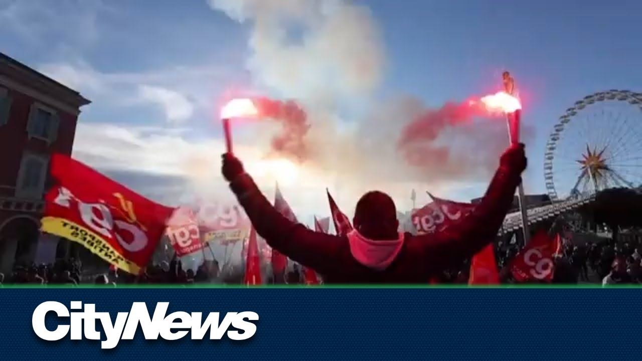 French workers protest pension reforms