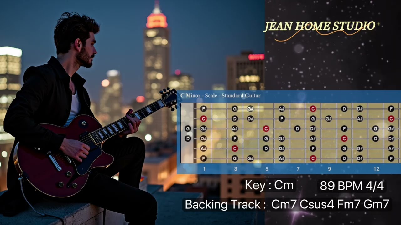 Smooth Jazz Backing Track for Guitar. Key Cm : 89 BPM 4/4
