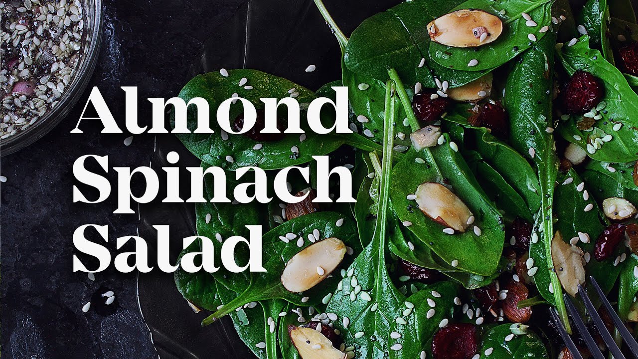ALMOND & SPINACH SALAD WITH POPPY SEED DRESSING | Light & Healthy