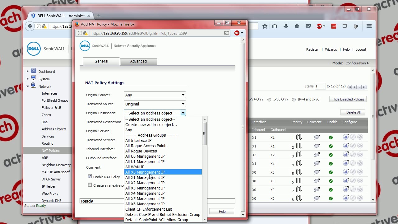 Sonicwall NAT and Access Rule