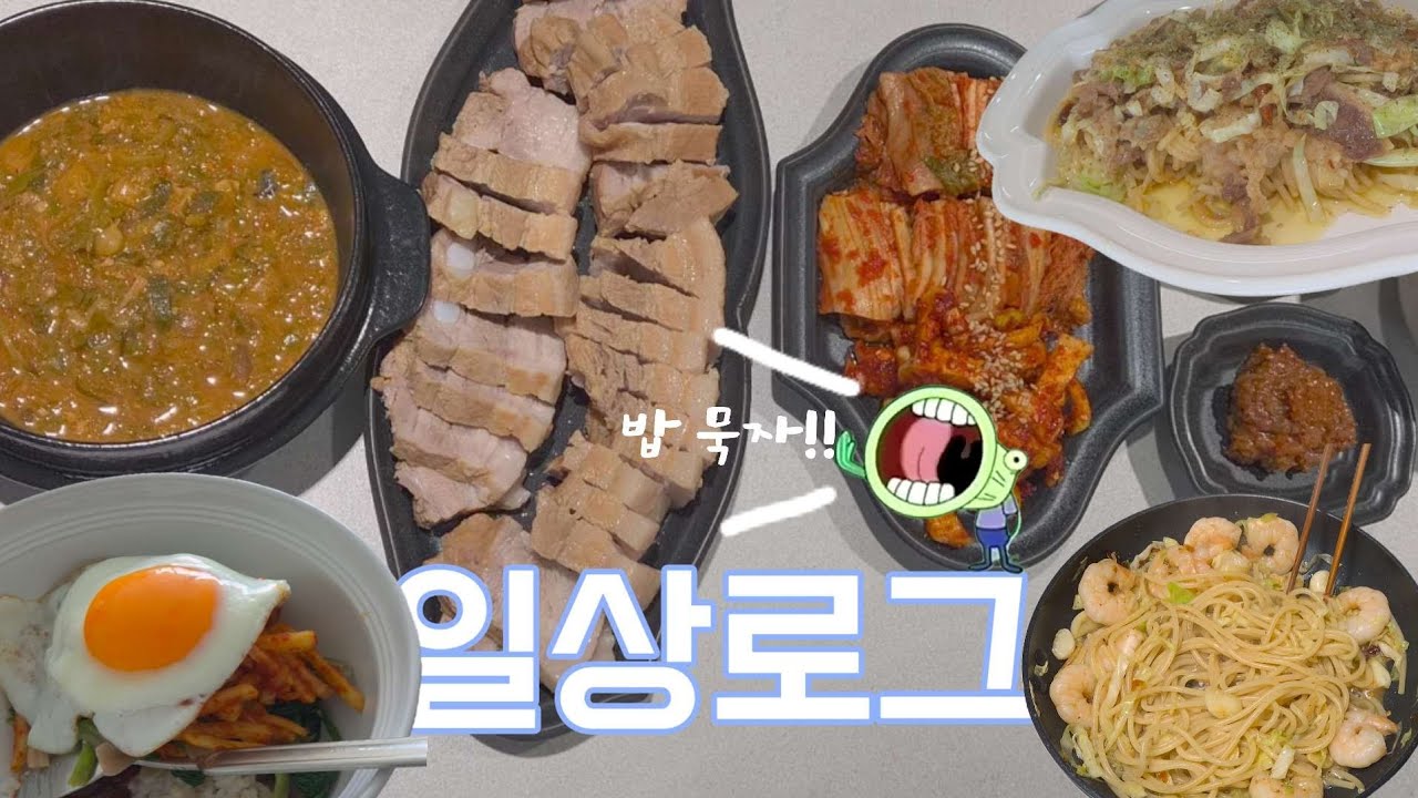 [임신 27~28주] 밥하고 운동하고 병원가는 임산부 일상로그 | 수육, 무김치, 오리주물럭, 우삼겹파스타, 나물반찬, 양배추알리오올리오