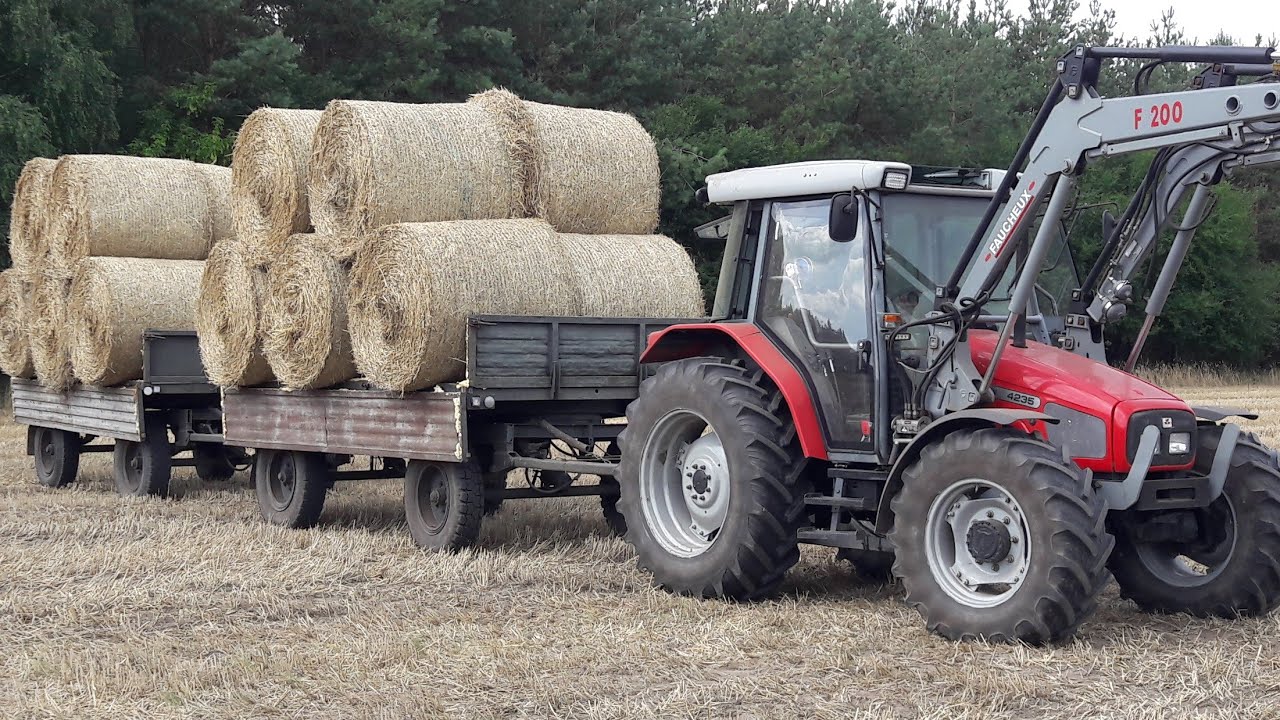 Zwożenie słomy 2024 Massey Ferguson 4235 & Faucheux F200 & Autosan D47 Żniwa 2024